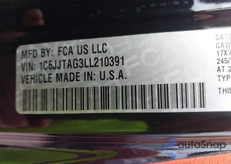 2020 Jeep Gladiator Sport S 4X4 from USA, damaged, VIN 1C6JJTAG3LL210391